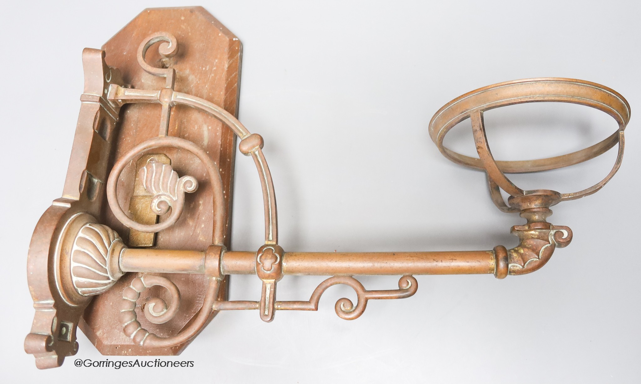 A victorian brass wall sconce, depth 40cm